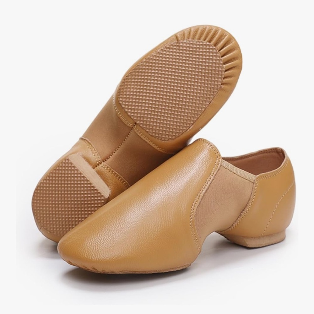 Kids Tan Slip-On leather dance shoes